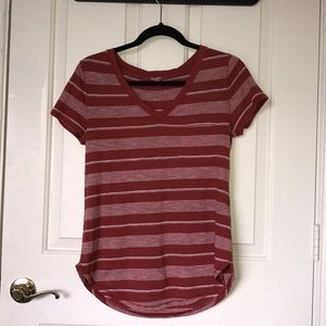 Striped Red Abercrombie & Fitch V-Neck